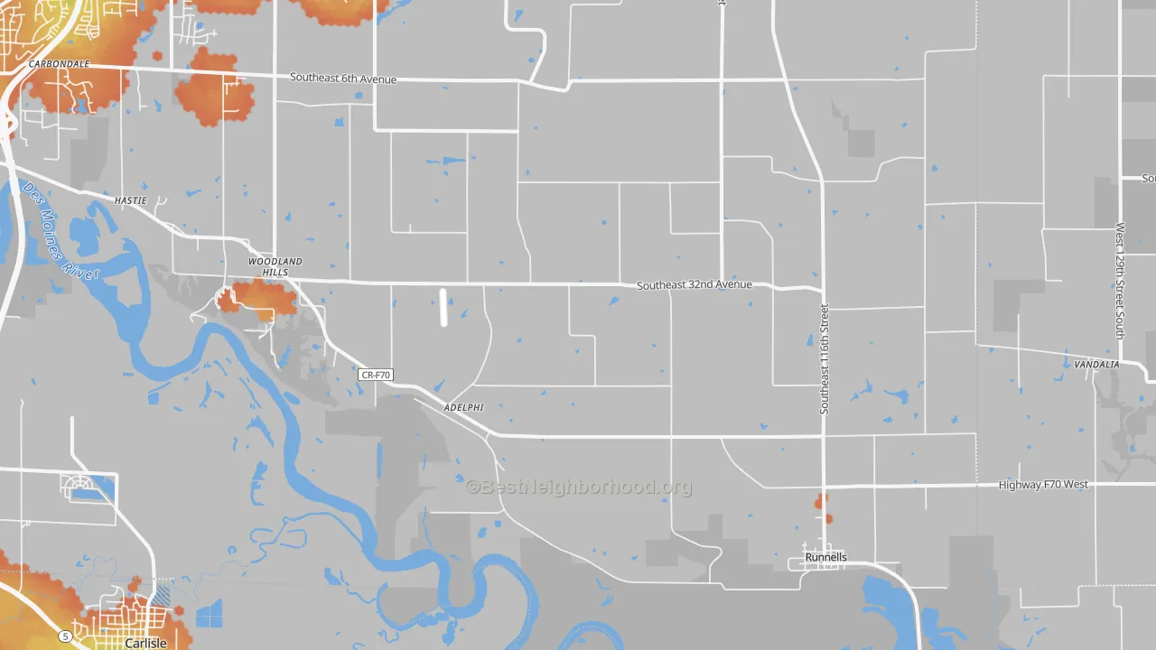Bike Grade map of Runnells, IA