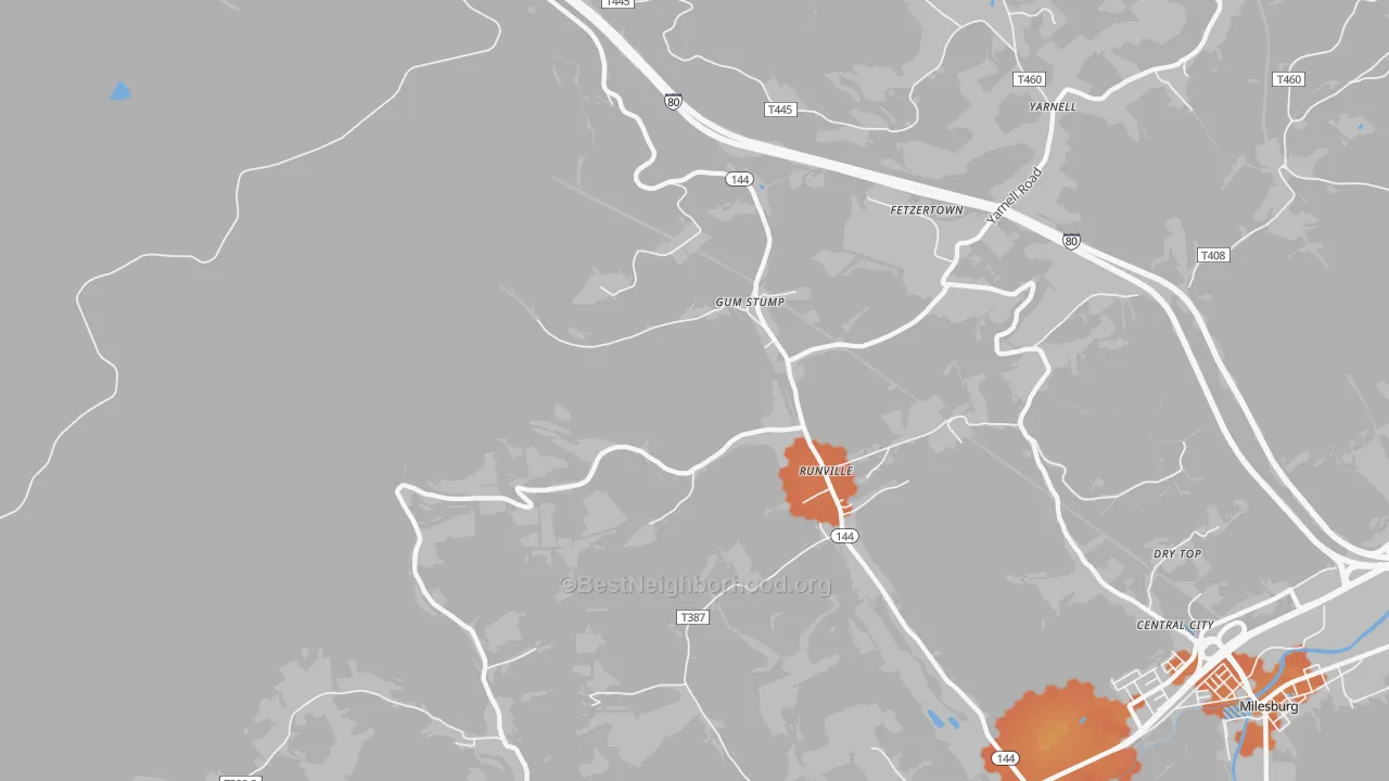 Bike Grade map of Runville, PA