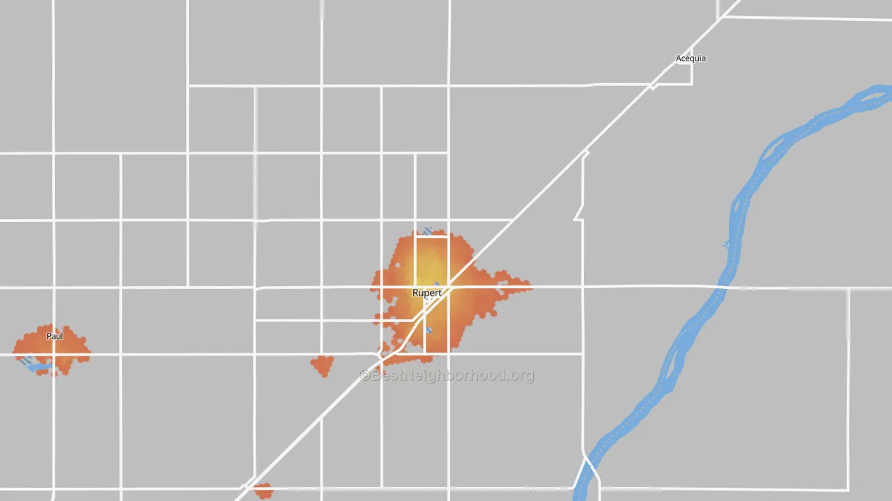 Bike Grade map of Rupert, ID