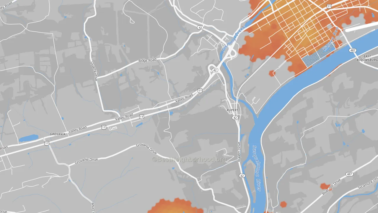Bike Grade map of Rupert, PA