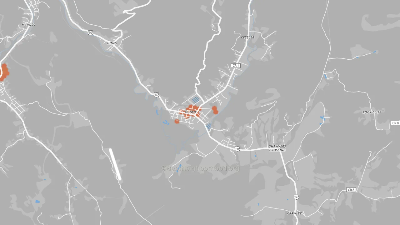 Bike Grade map of Rupert, WV
