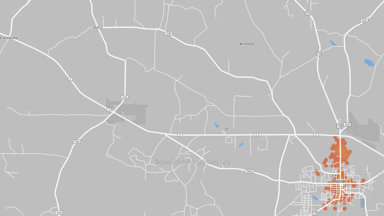 Bike Grade map of Ruple, LA