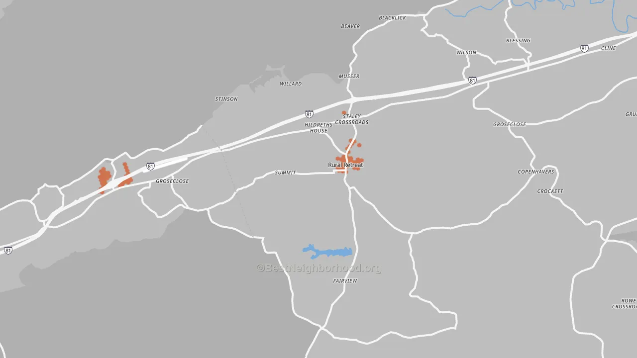 Bike Grade map of Rural Retreat, VA