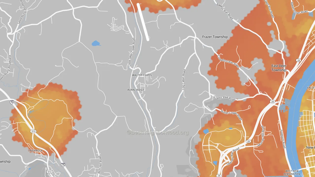 Bike Grade map of Rural Ridge, PA
