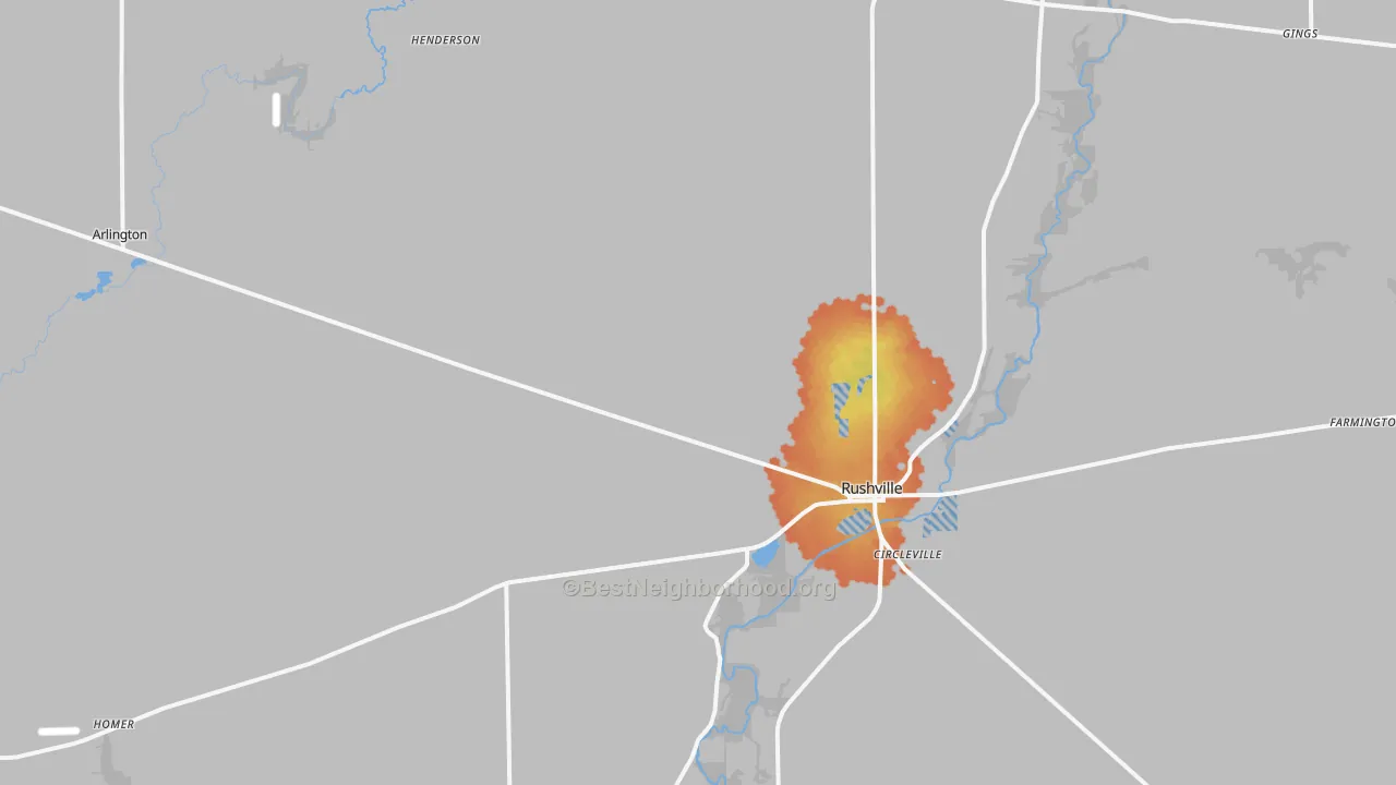 Bike Grade map of Rush County, IN