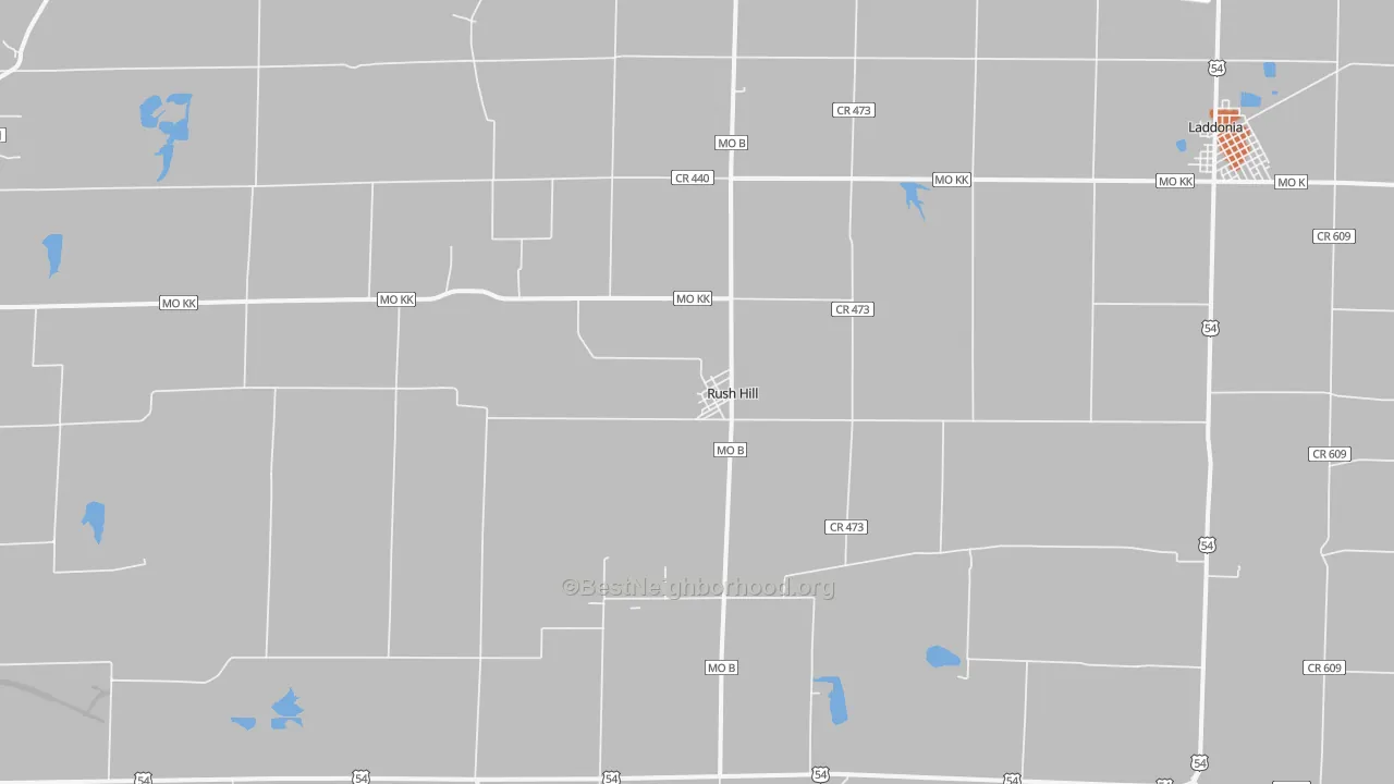 Bike Grade map of Rush Hill, MO