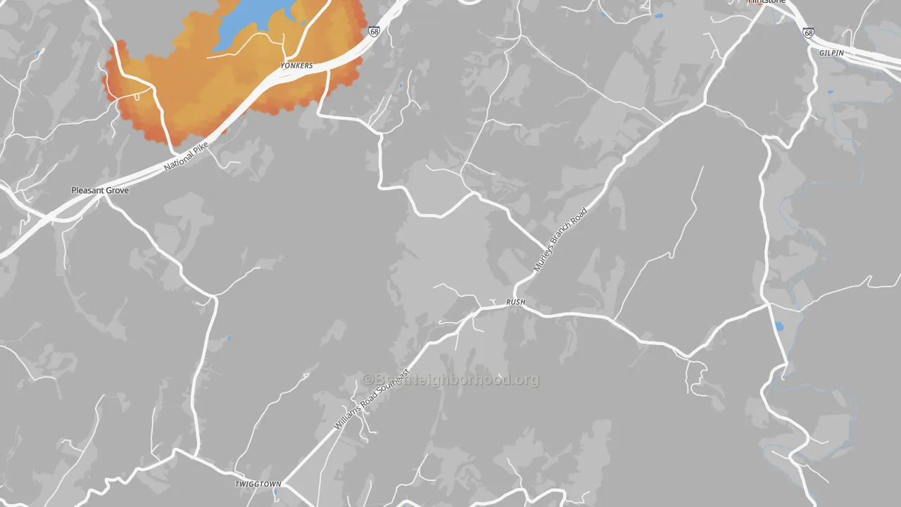 Bike Grade map of Rush, MD