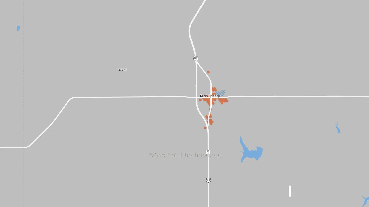 Bike Grade map of Rush Springs, OK
