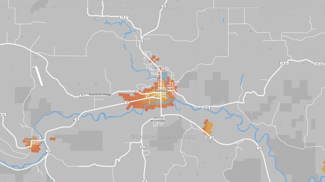 Bike Grade map of Rushford, MN