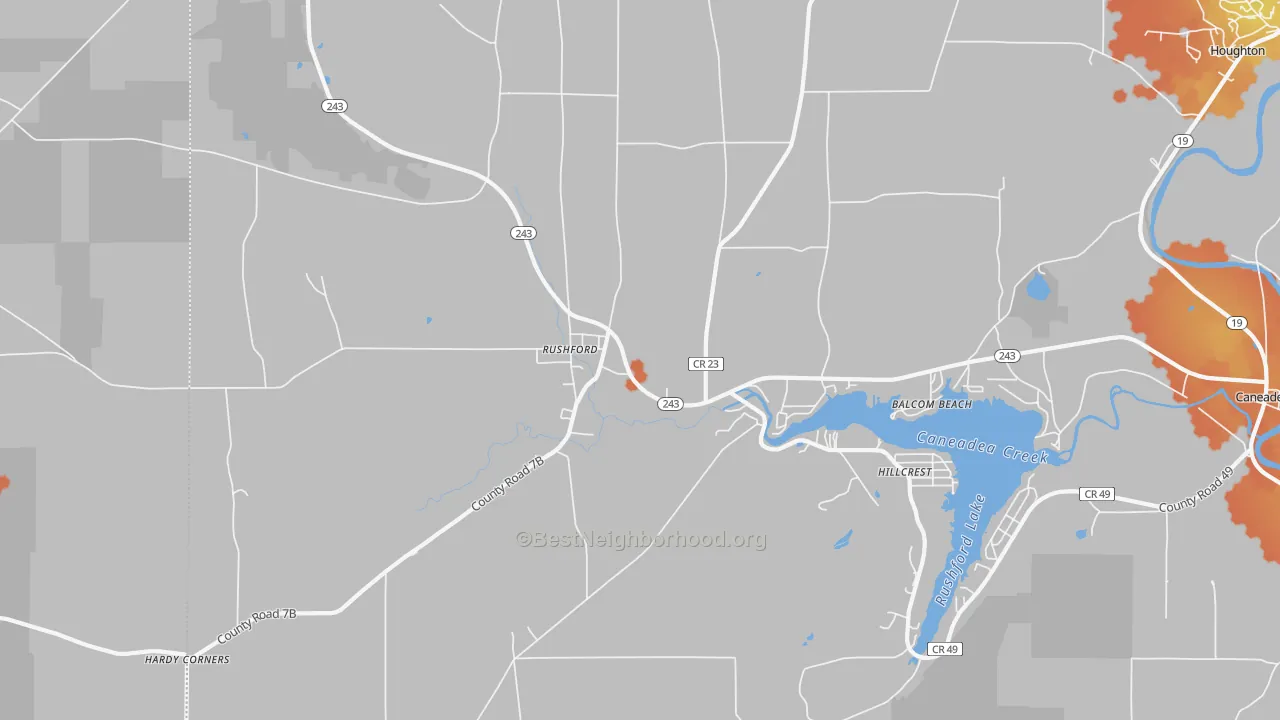 Bike Grade map of Rushford, NY
