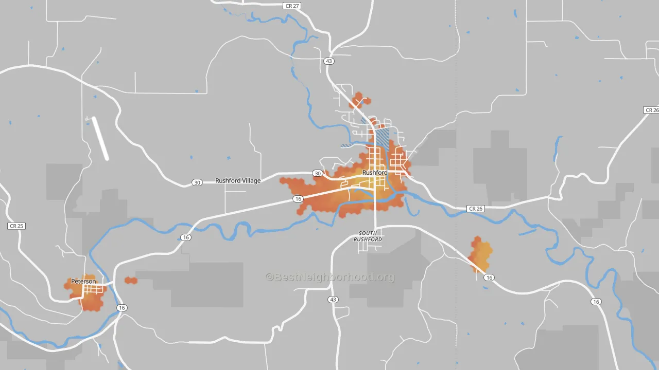 Bike Grade map of Rushford Village, MN