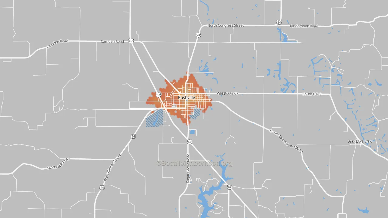 Bike Grade map of Rushville, IL