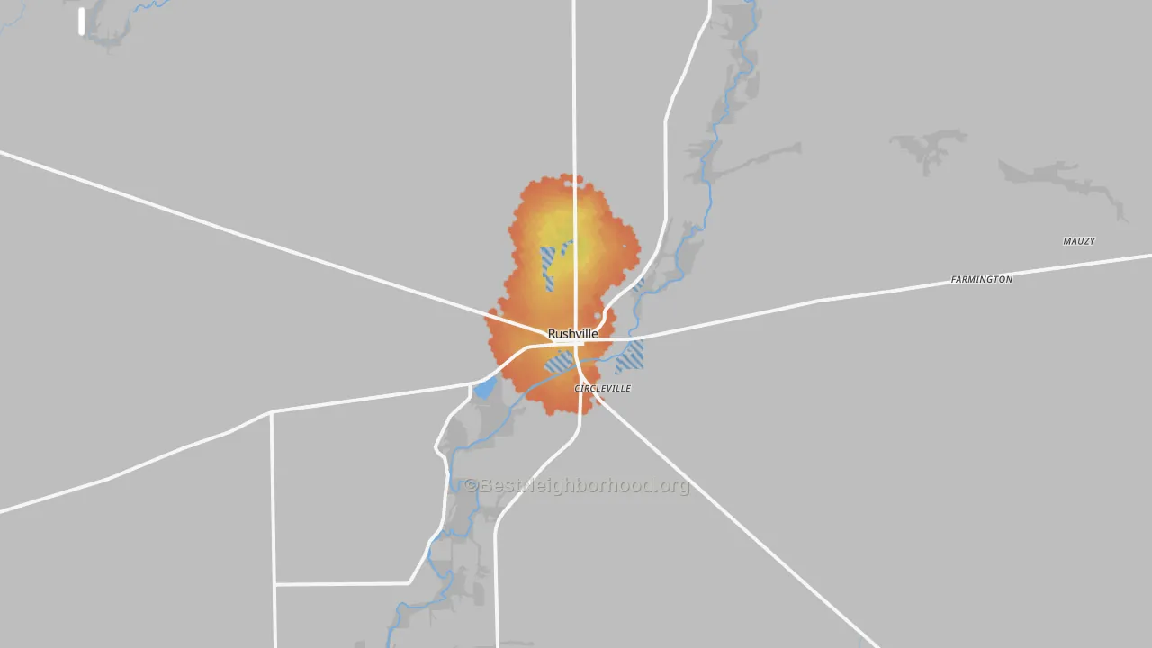 Bike Grade map of Rushville, IN