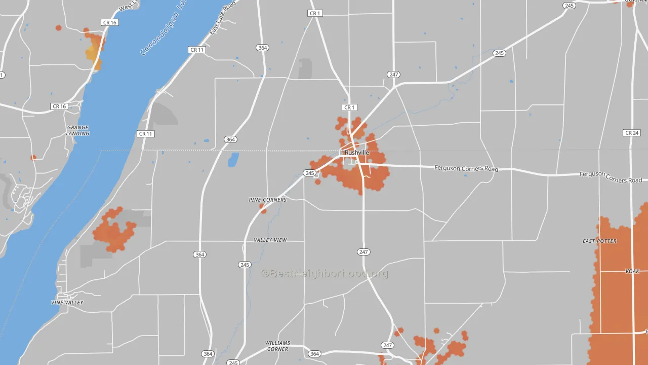 Bike Grade map of Rushville, NY