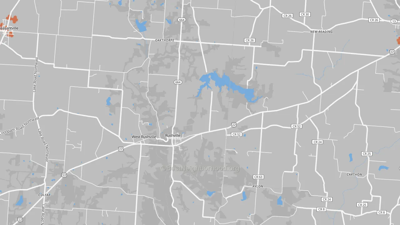 Bike Grade map of Rushville, OH
