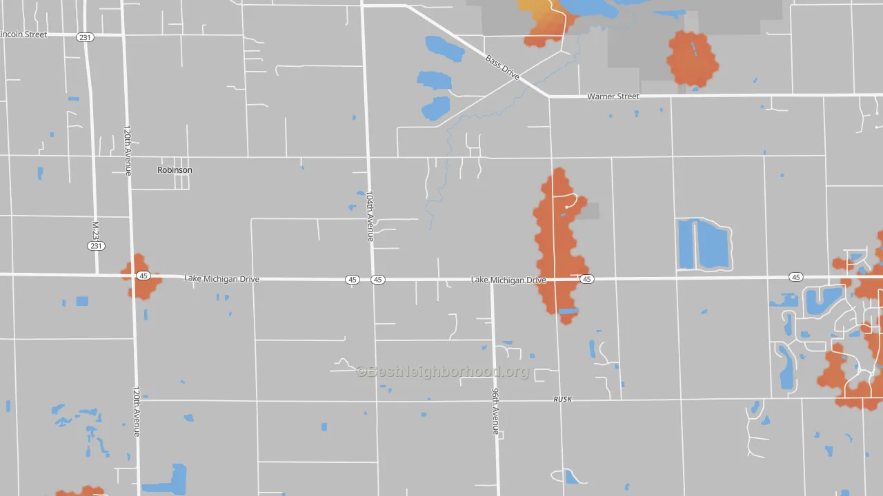Bike Grade map of Rusk, MI