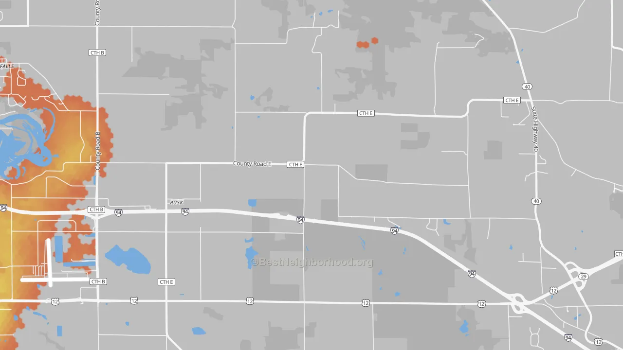 Bike Grade map of Rusk, WI