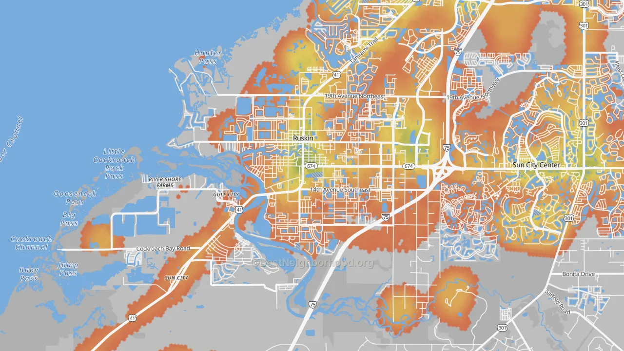 Bike Grade map of Ruskin, FL