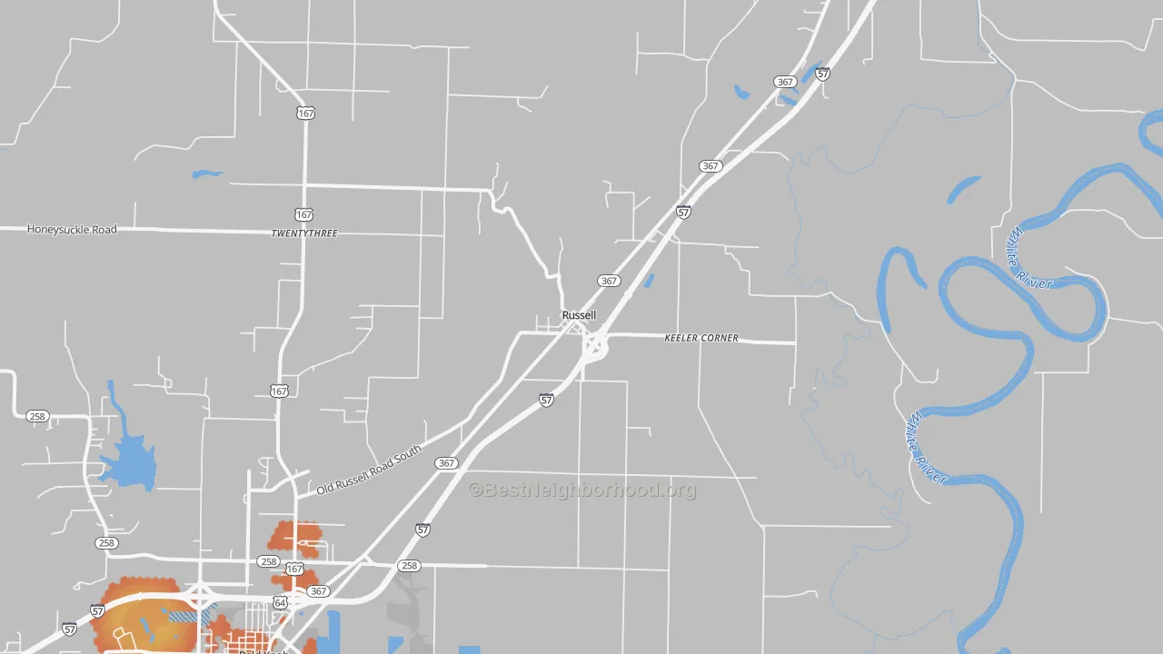 Bike Grade map of Russell, AR
