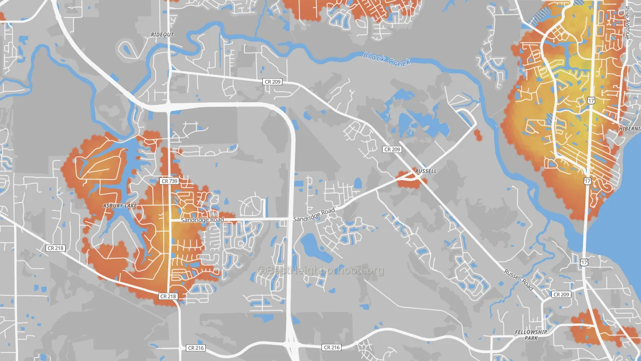 Bike Grade map of Russell, FL