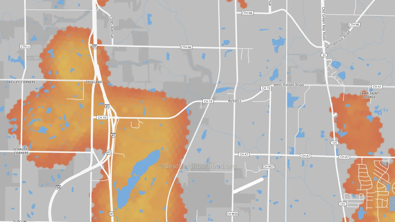Bike Grade map of Russell, IL