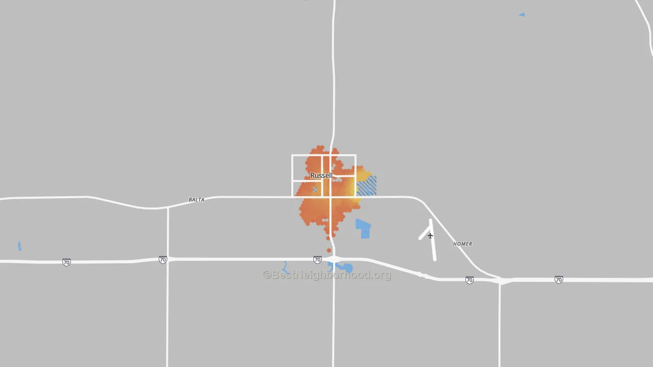 Bike Grade map of Russell, KS