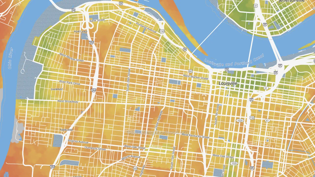 Bike Grade map of Russell, Louisville, KY