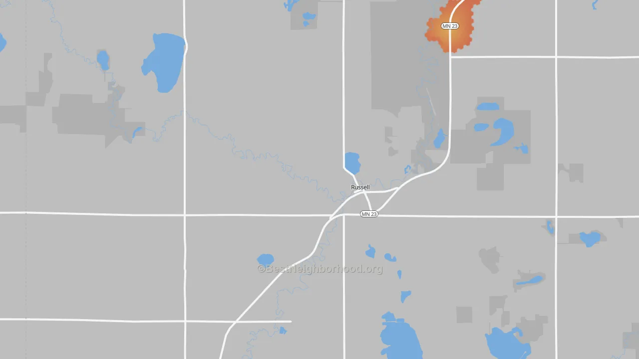 Bike Grade map of Russell, MN