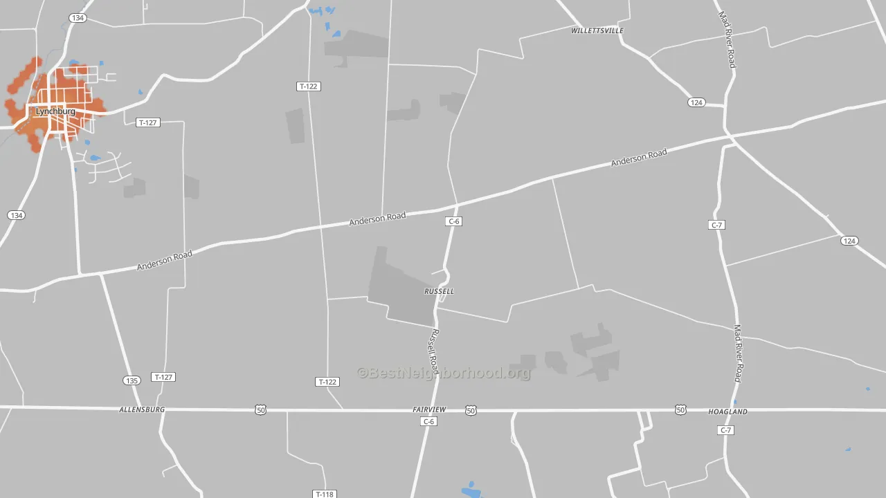 Bike Grade map of Russell, OH