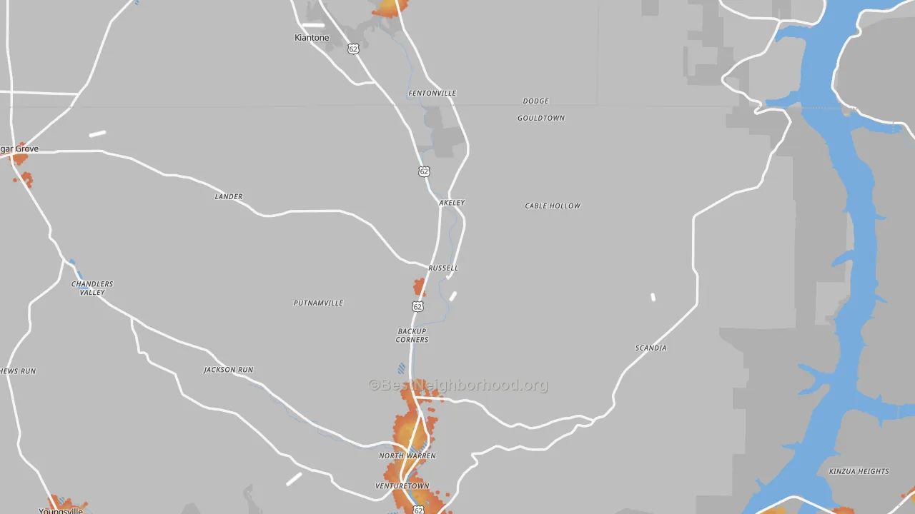 Bike Grade map of Russell, PA