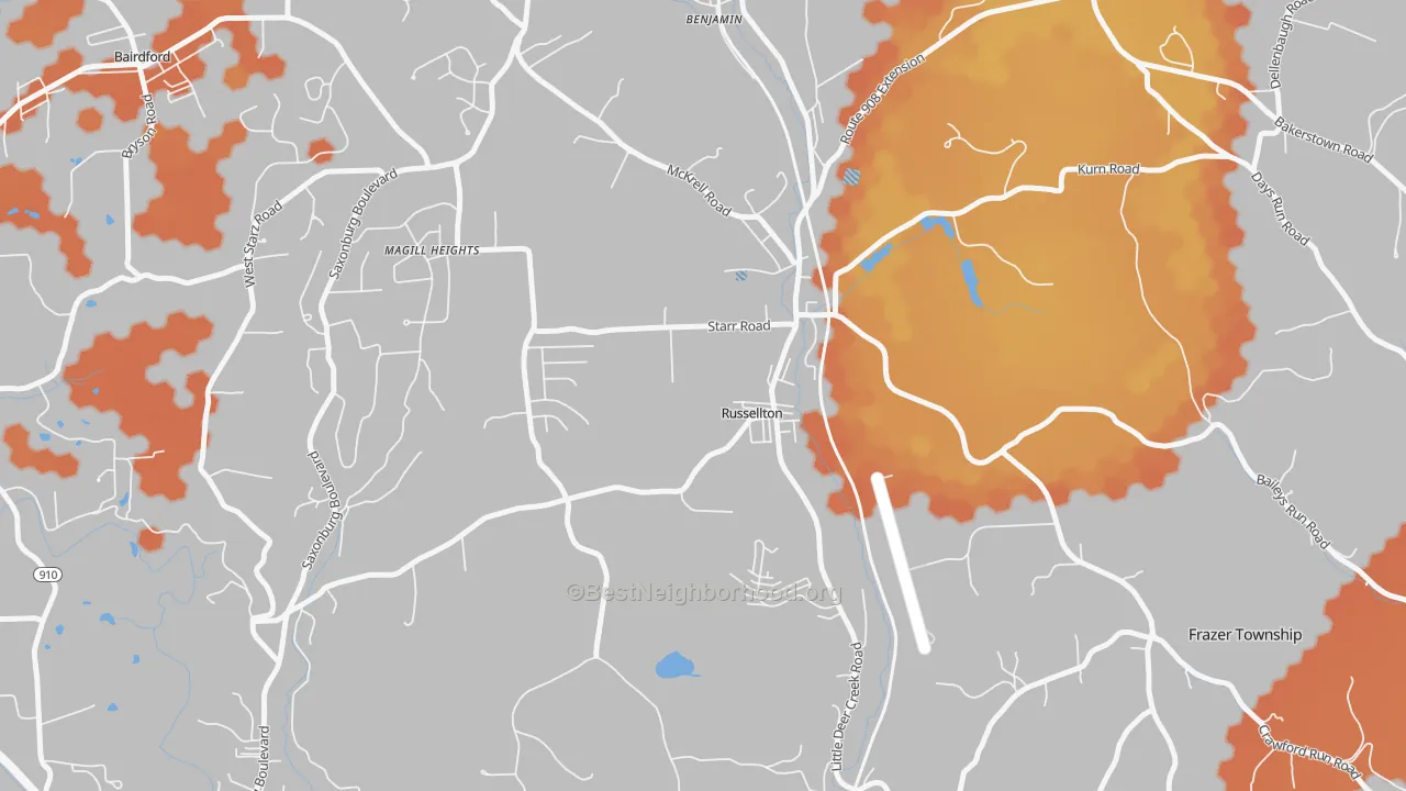 Bike Grade map of Russellton, PA