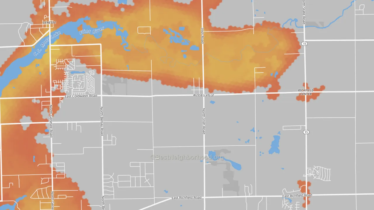 Bike Grade map of Russellville, MI