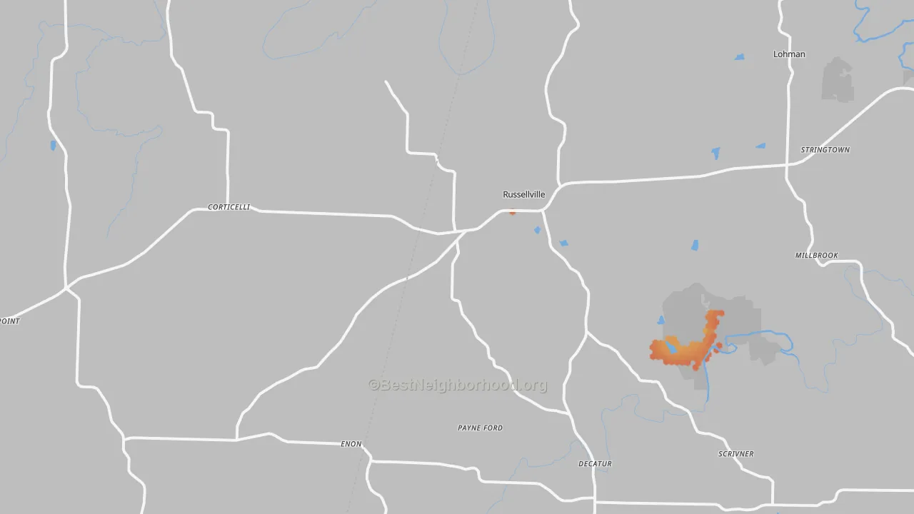 Bike Grade map of Russellville, MO