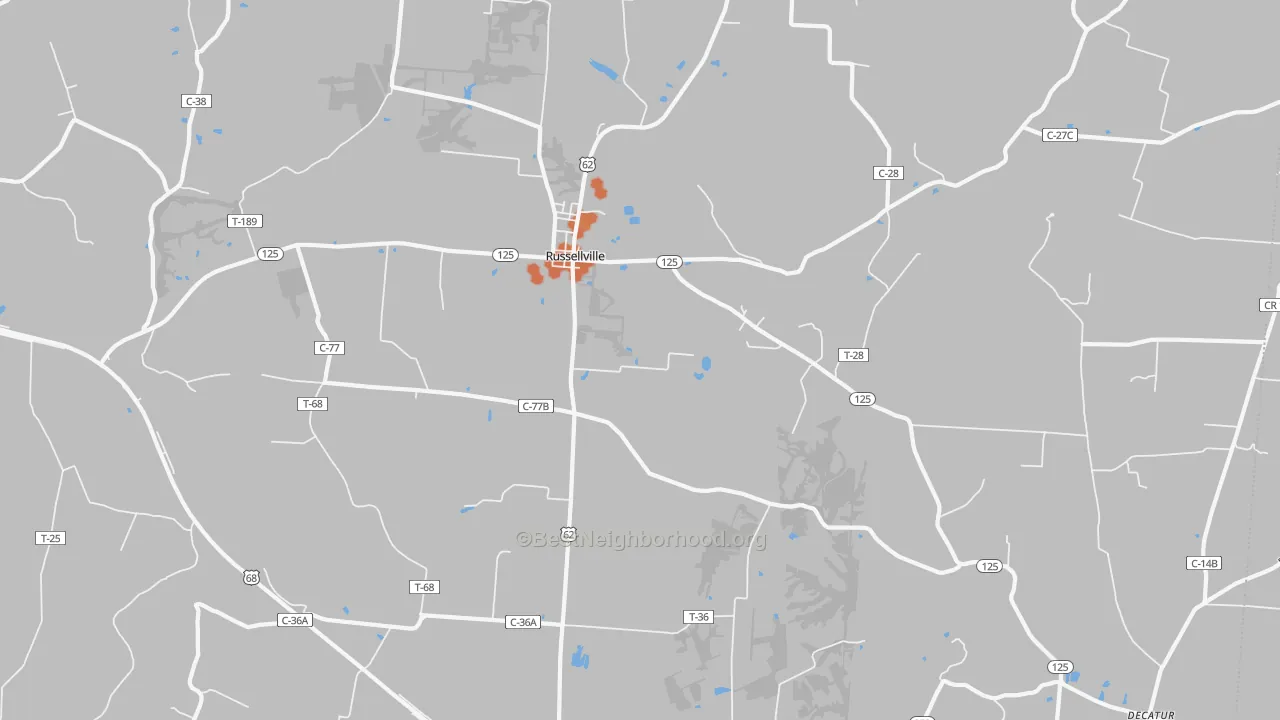 Bike Grade map of Russellville, OH