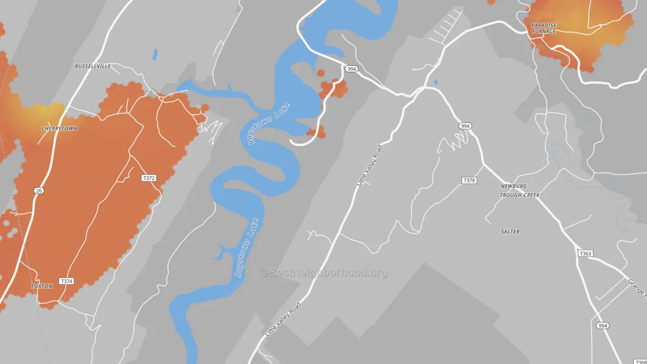 Bike Grade map of Russellville, PA