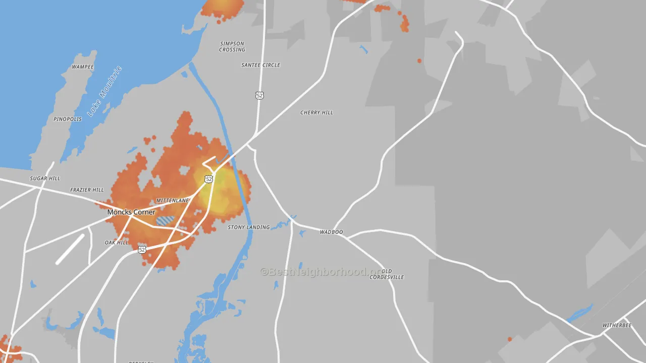 Bike Grade map of Russellville, SC