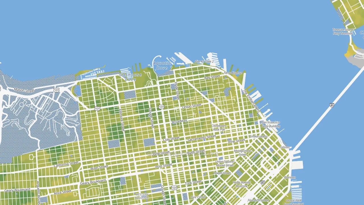Bike Grade map of Russian Hill, San Francisco, CA
