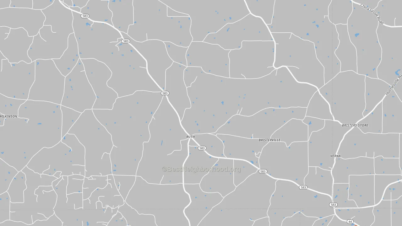 Bike Grade map of Ruth, MS