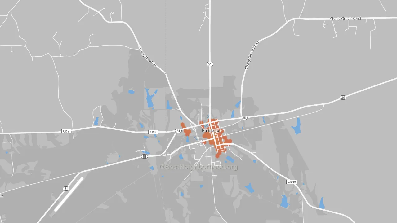 Bike Grade map of Rutherford, AL