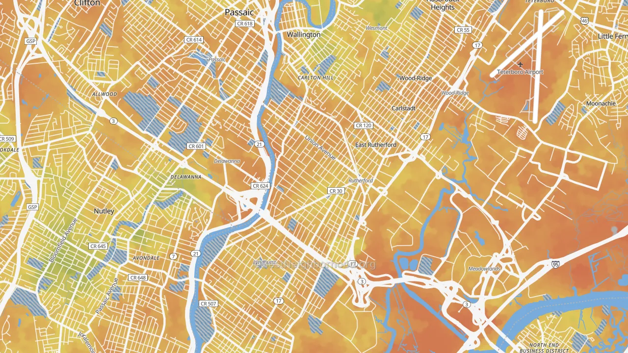 Bike Grade map of Rutherford, NJ