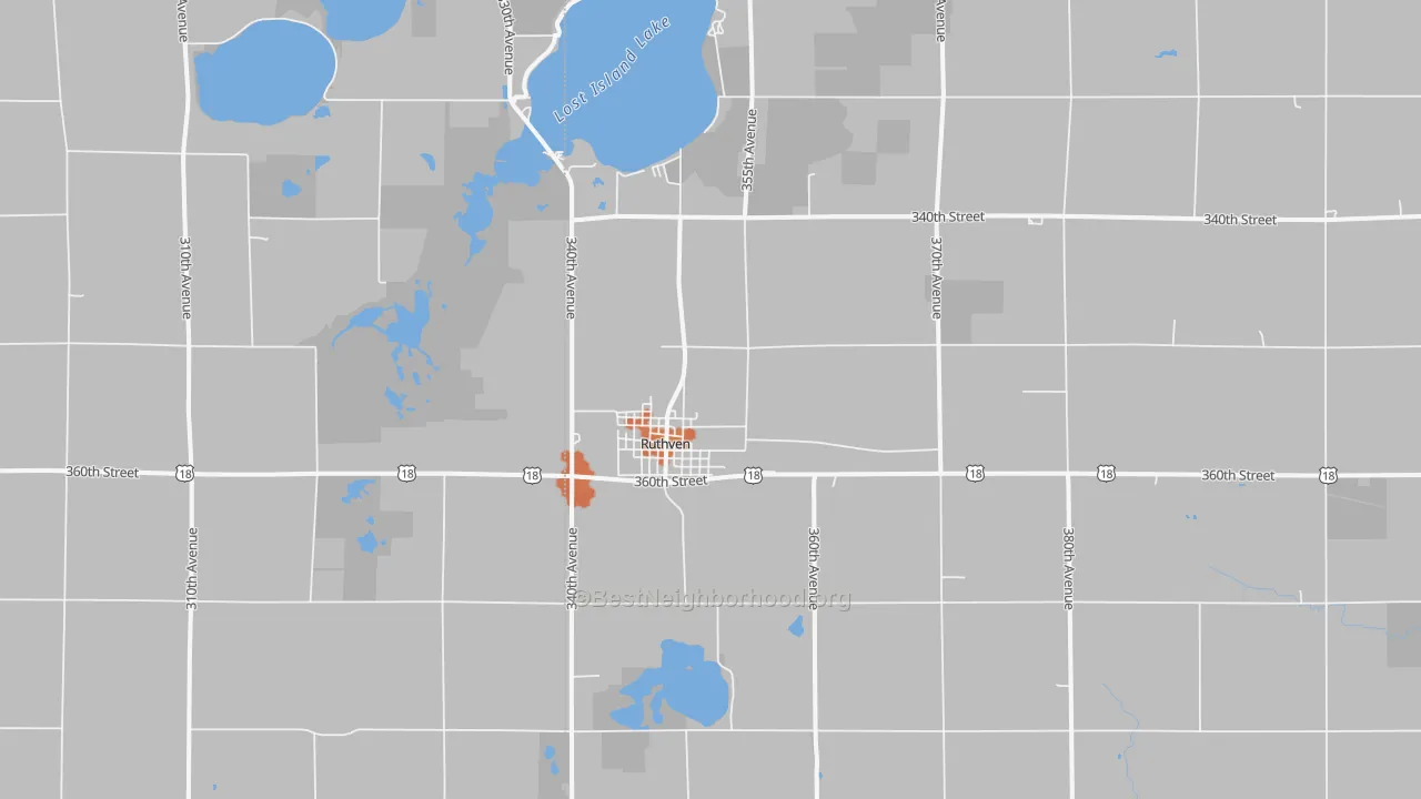 Bike Grade map of Ruthven, IA