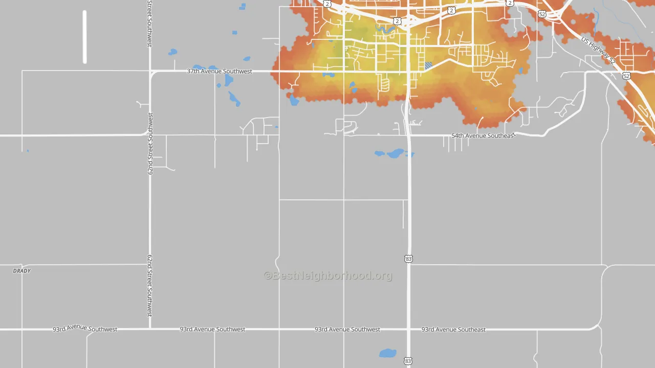 Bike Grade map of Ruthville, ND