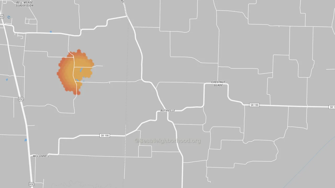 Bike Grade map of Ruthville, TN