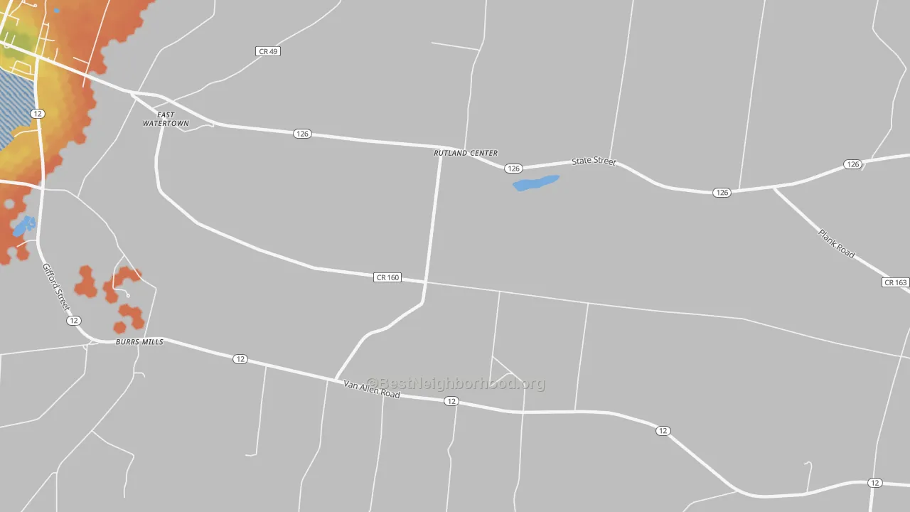 Bike Grade map of Rutland Center, NY