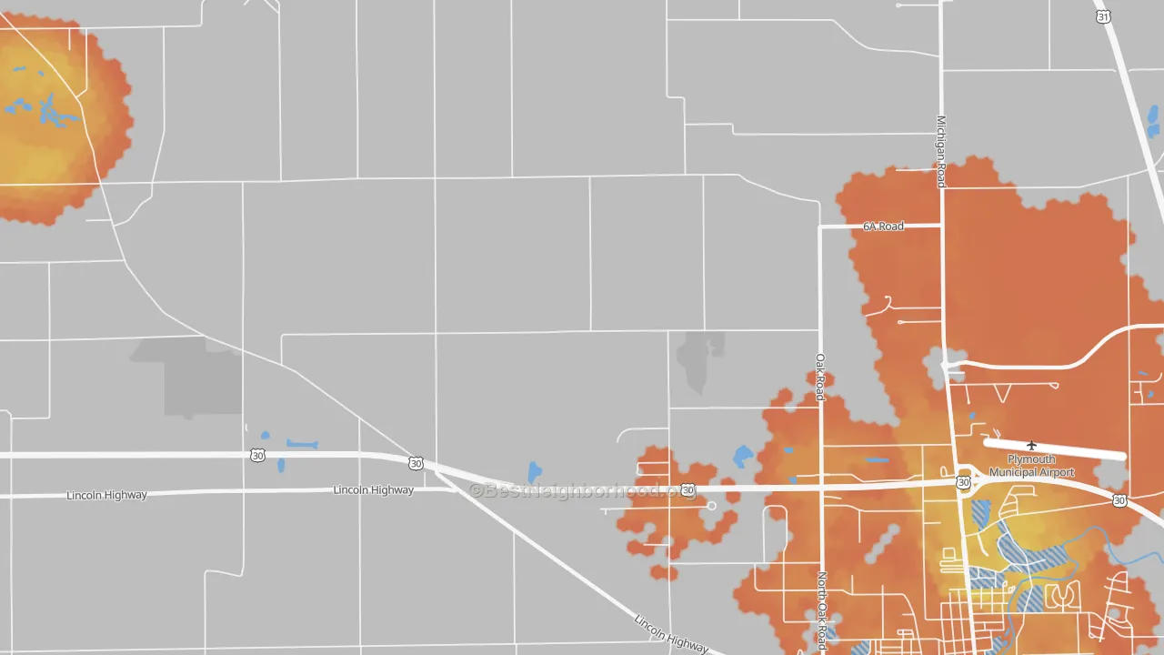Bike Grade map of Rutland, IN
