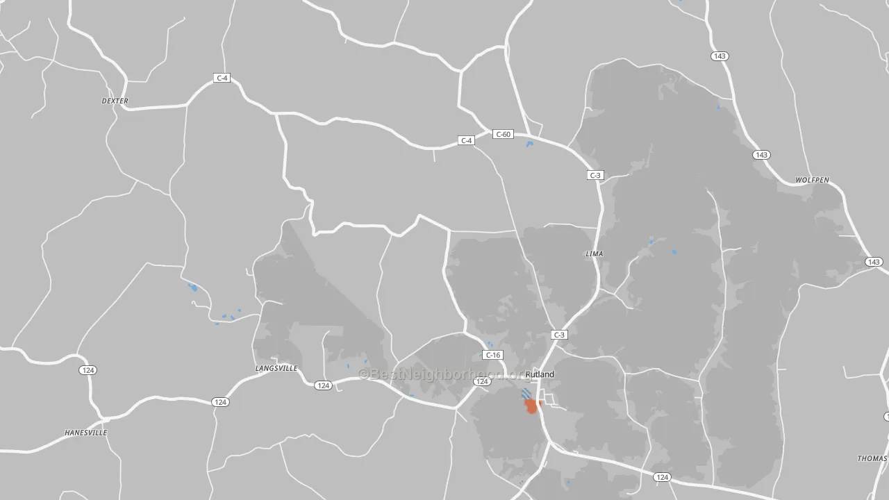 Bike Grade map of Rutland, OH