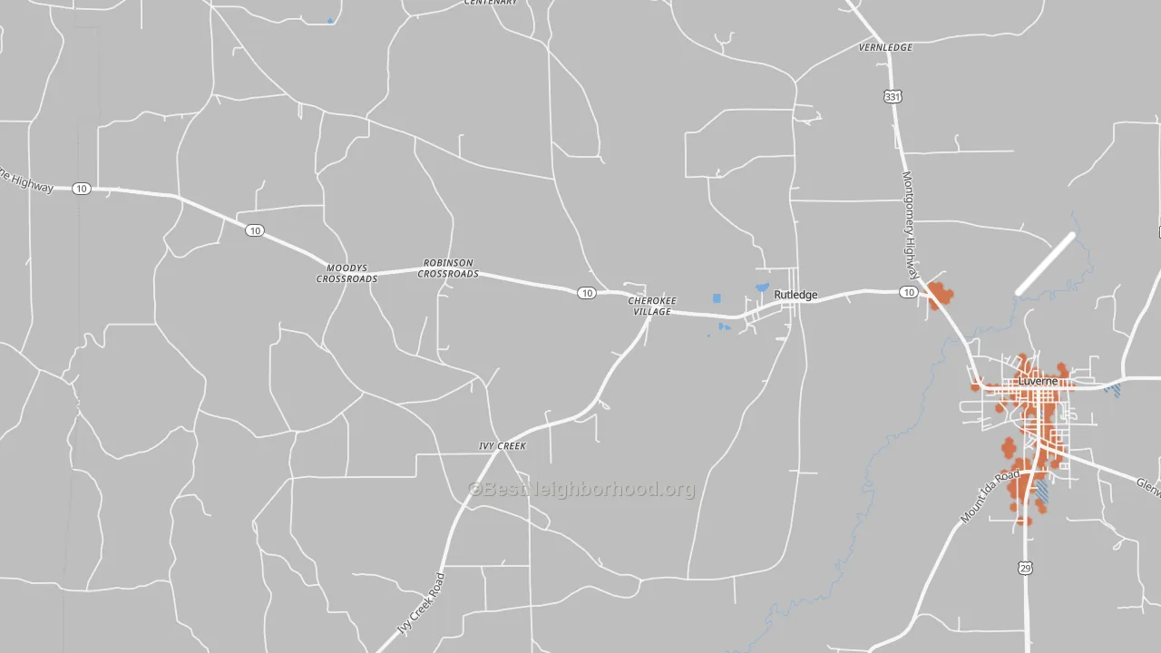 Bike Grade map of Rutledge, AL