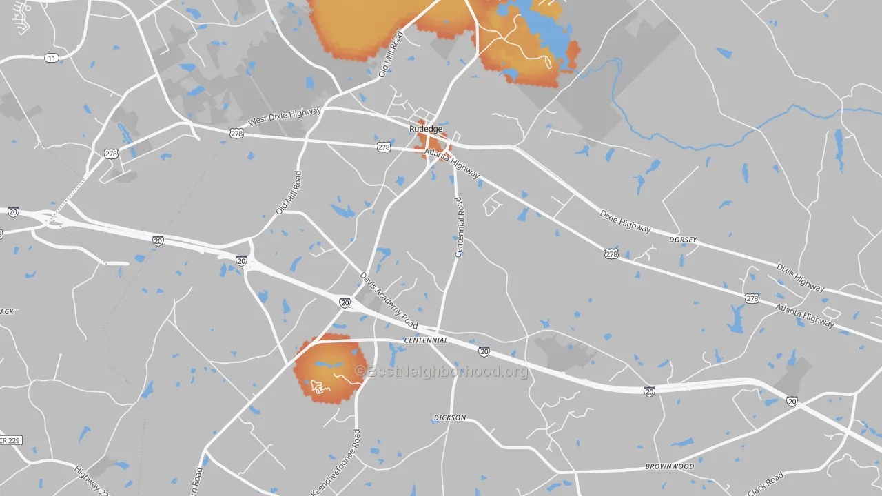 Bike Grade map of Rutledge, GA