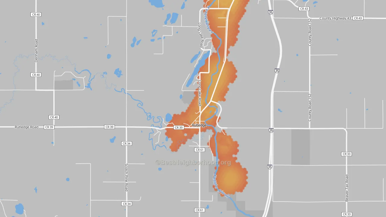 Bike Grade map of Rutledge, MN