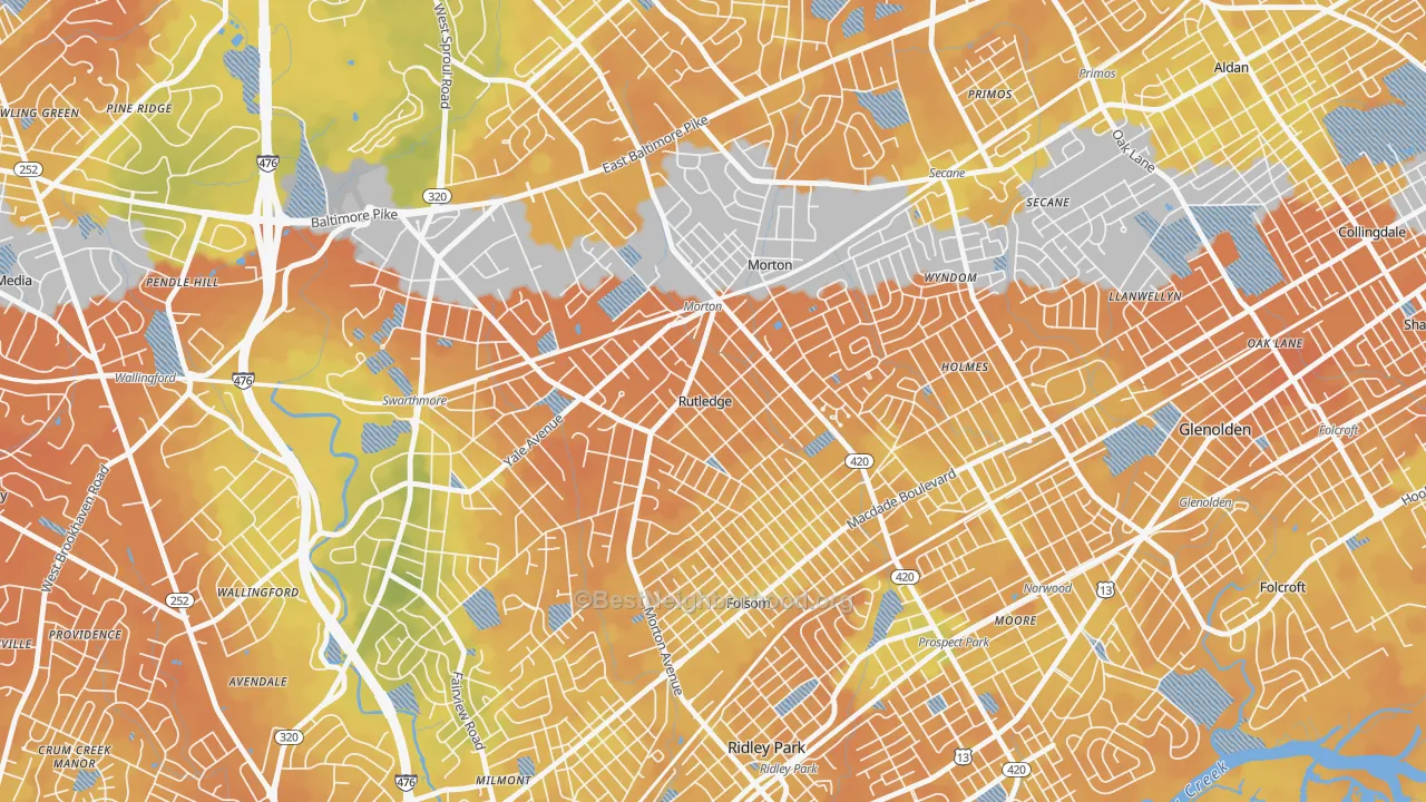 Bike Grade map of Rutledge, PA